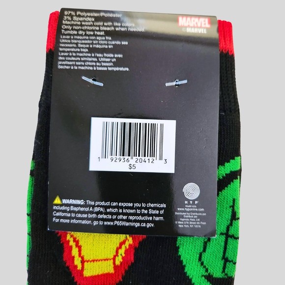 Marvel Men's 2 pair pack Captain America Crew Socks Size 6-12 NEW - Picture 3 of 8